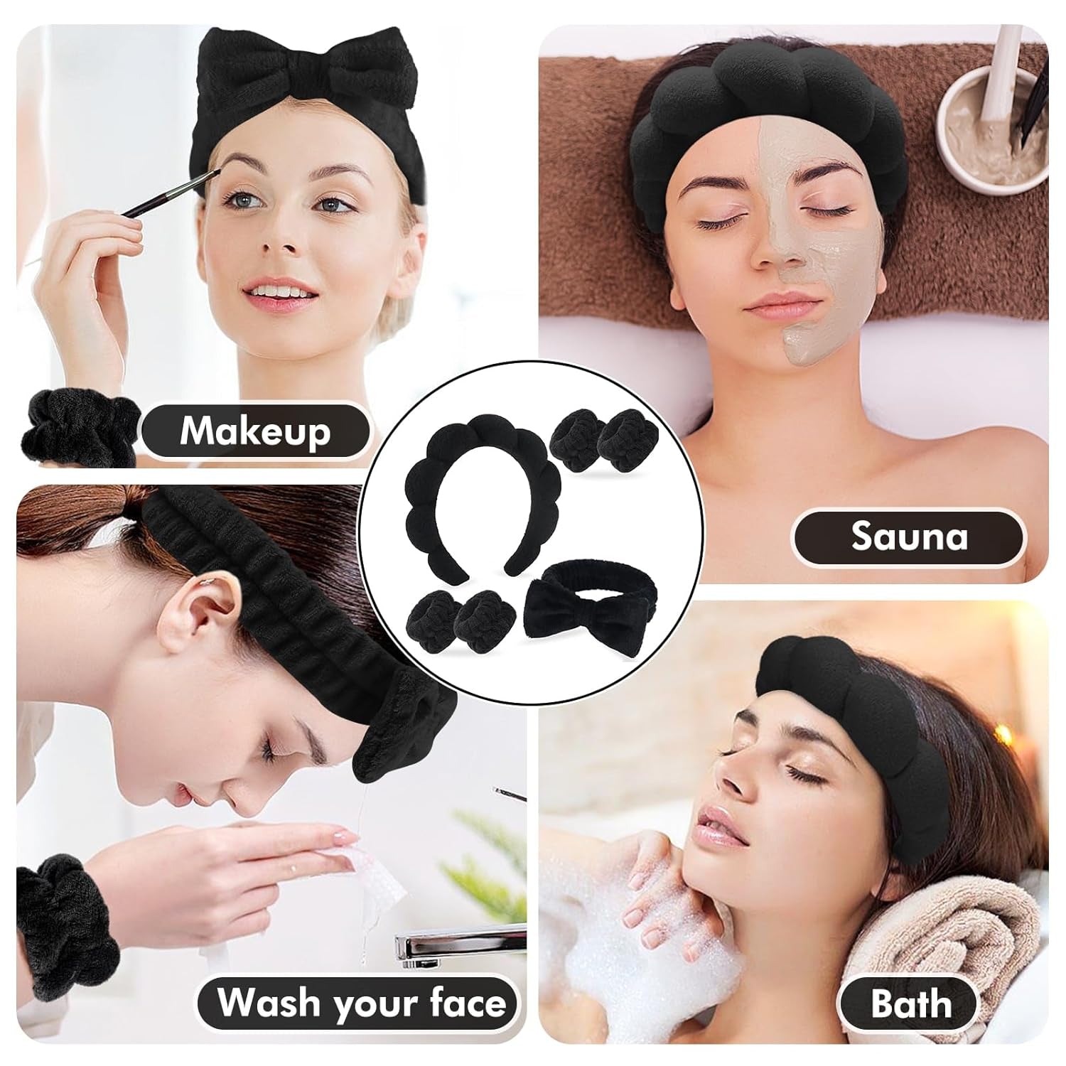 6Pcs Spa Headband for Washing Face, Skincare Headband