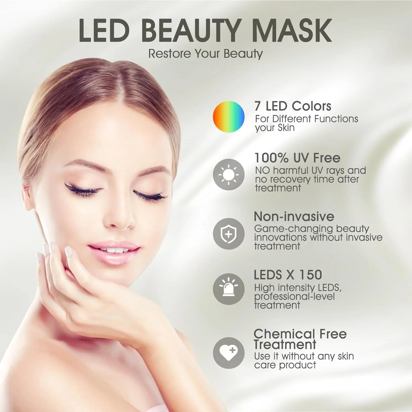 Professional LED Light Therapy Mask for Facial Treatment - 7 Color Options for At-Home Use