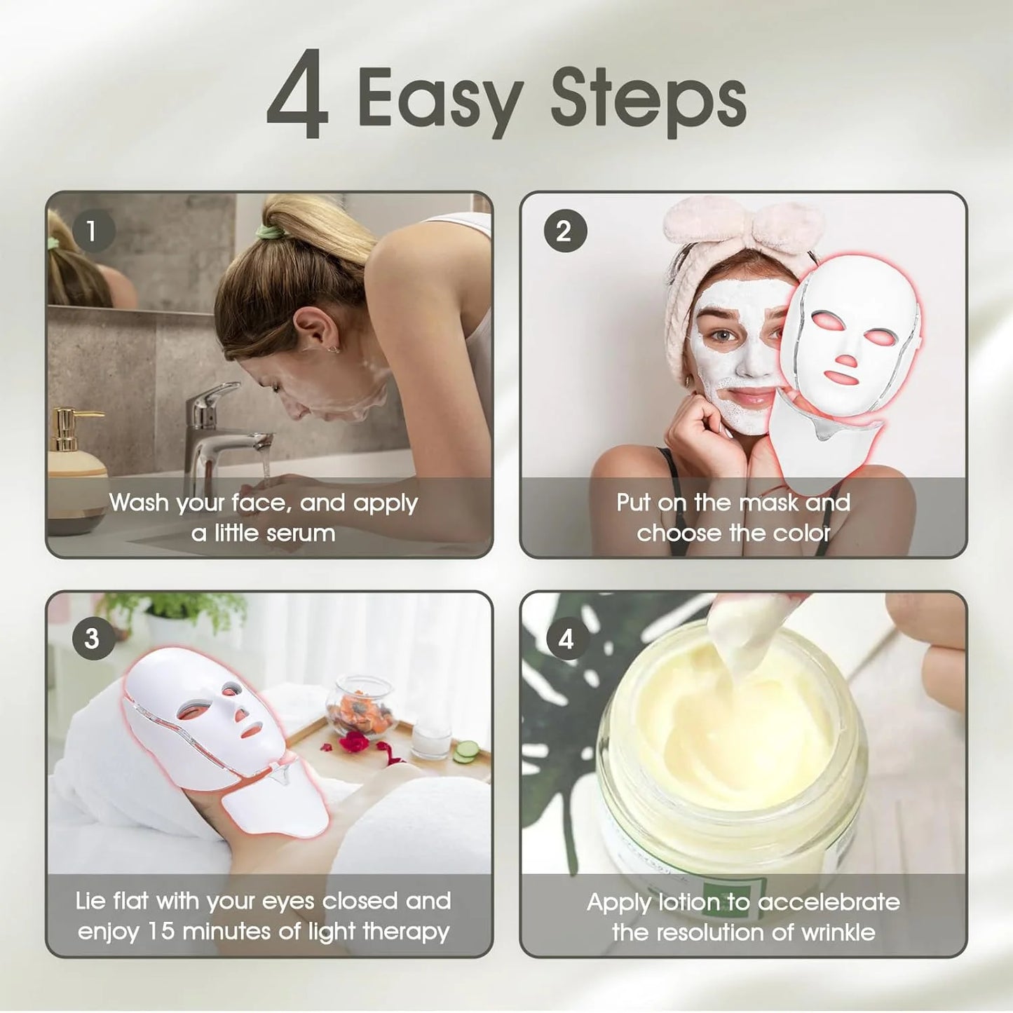 Professional LED Light Therapy Mask for Facial Treatment - 7 Color Options for At-Home Use