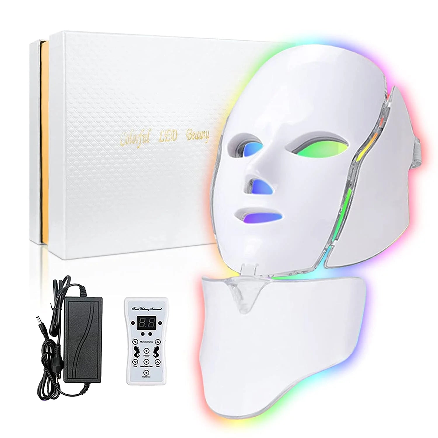 Professional LED Light Therapy Mask for Facial Treatment - 7 Color Options for At-Home Use